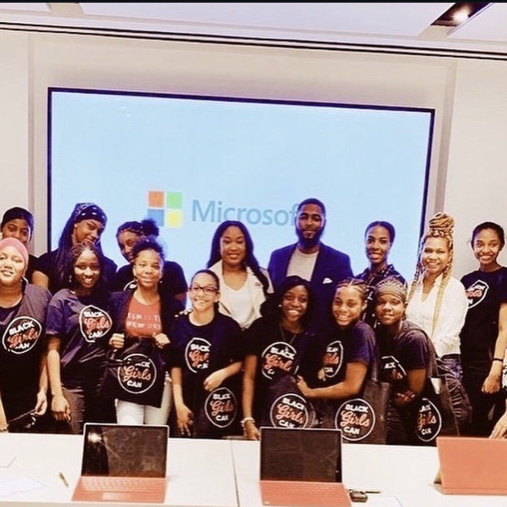 Brian Mays with the Black Girls Can coding event at Microsoft